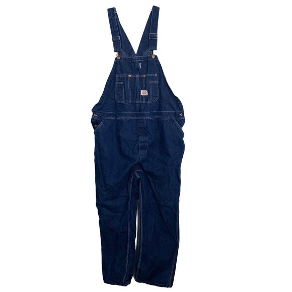 Vintage 1990s Roundhouse Mens Overalls 48 X 34 Dark Wash Blue Denim Cotton USA - Picture 11 of 11